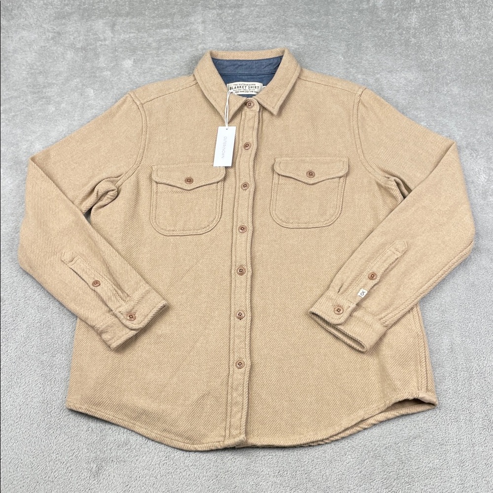 NEW Outerknown XS/S Women's 100% Organic Cotton Beige Tan Blanket Shirt OAH